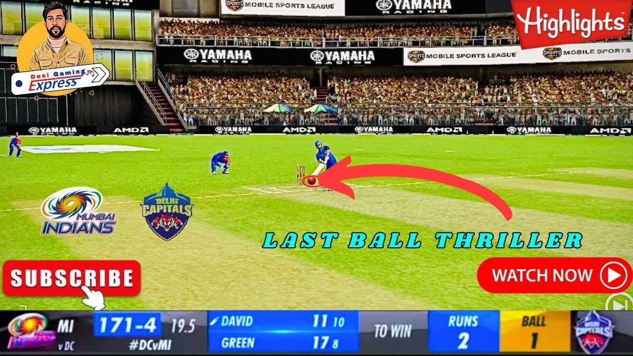 Last Ball Thriller | MI vs DC Tata IPL 2023 in Real Cricket 20 - YouTube