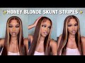 Highlight Skunk Stripe Brown Straight Lace Closure Wig | ft. Tinashe Hair