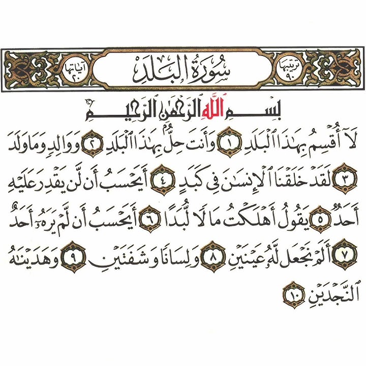 سورة البلد 1 القسم الأول تكرار كيفي من .. لا أقسم بهذا البلد .. إلى .. وهديناه النجدين