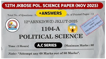 jkbose class 12th todays political science paper 😱 | jkbose class 12th political science 2025