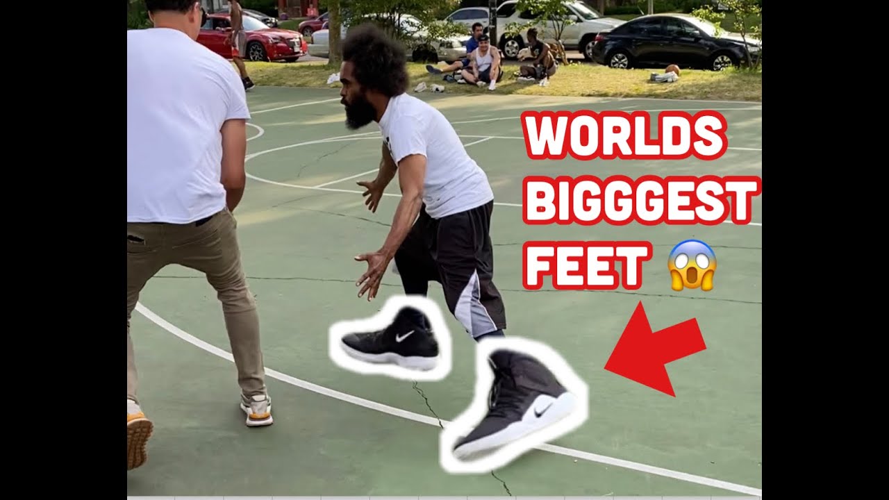 Guy with World Biggest Feet plays Basketball YouTube