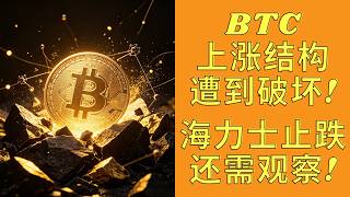 BTC跌破关键支撑，上涨结构遭到破坏！海力士未能站上关键位，还不能掉以轻心！