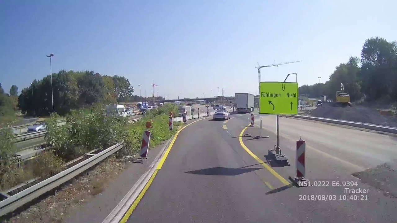 Leverkusener Brücke, mit LKW nach Ford Merkenich August 2018