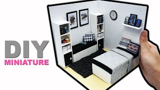 DIY Miniature Dollhouse Room #13: Simple Bedroom for Boy | Manilature