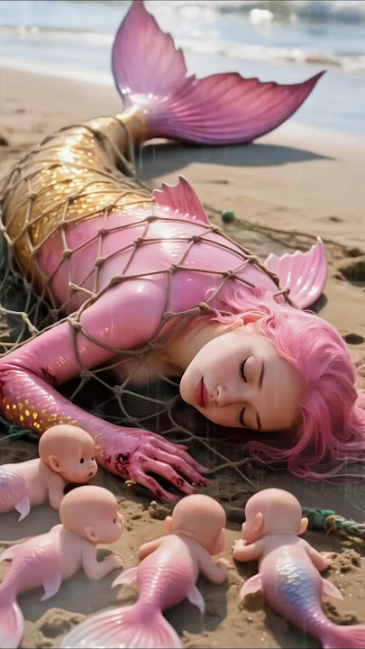 Gorgeous mother Mermaid with adorable baby girls #babygirl #mermaid #shortvideo