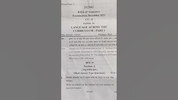 #b ed 1st sem #CC-4 : language across the curriculum #imp questions #rss University