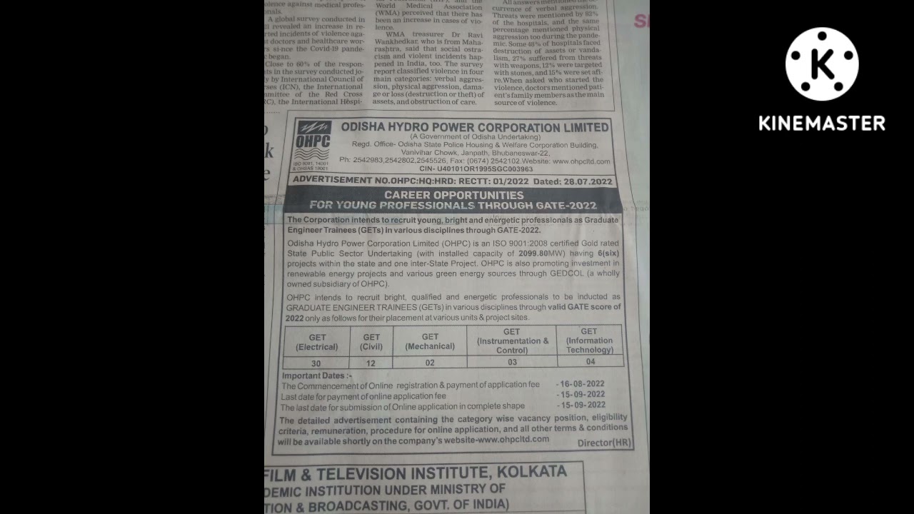 OHPC Recruitment, GATE-2022