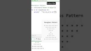 Hourglass ⌛ Pattern in just two lines of code || Subscribe