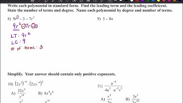 Algebra 2 Unit 5 Practice Test #8-9