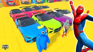 GTA V CARS LEGO POLICE CARS, AMBULANCE, FIRE TRUCK WITH SPIDERMAN AND ANTMAN FUNNY DRIVE E.P - 10