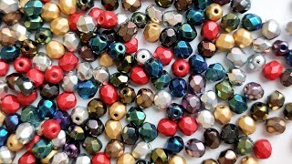 Czech Glass Beads for Jewelry Making, Faceted Beads Assortment, Shiny Spacer Beads, Metal Mix