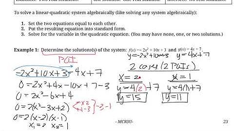 Solving Linear-Quadratic Systems (MCR3U)