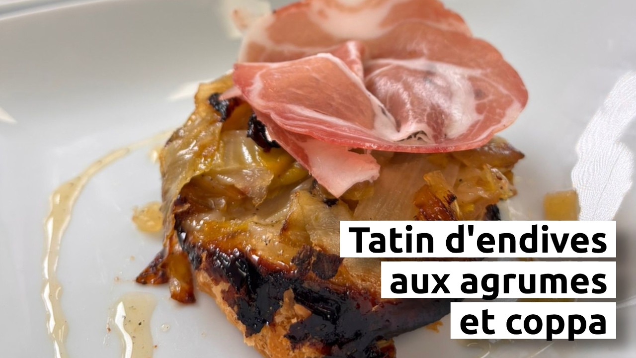 Tatin d'endives aux agrumes et à la coppa