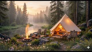 Cozy Riverside Camping in Pine Forest 🌲 Relaxing Ambient Music for Sleep, Study & Stress Relief screenshot 2
