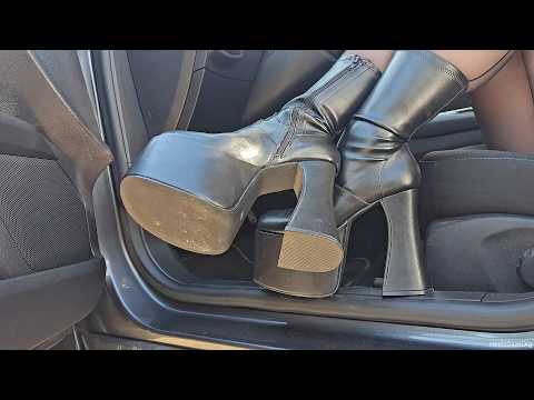 Driving Ford Mondeo in Very High Platform Boots Preview