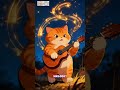 Playing A Small Guitar In A Night Garden Full Of Fireflies #cat #cute #funny #cutecat #funnycats