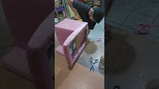 montando poltorna infantil #sewing #furniture #woodscraft #sofa #costura #grade #espuma #machine