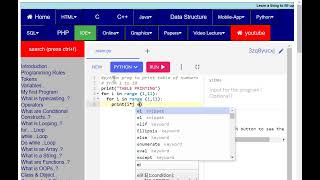 how to make a python program to  print table of numbers from 1 to 10