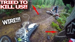 Angry Man Try To Kill Dirt Bikers  Steel Cable Trap 2018