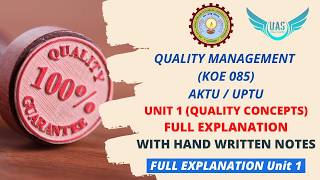 Quality Management (KOE 085) Unit 1 | Full Explanation | AKTU / UPTU | Exams | Unique AppSites News