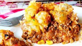 Cheesy Cowboy Casserole With Crispy Tater Tots