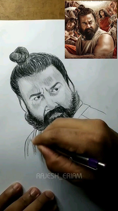 #freehand #pencildrawing of #mohanlal in #malaikottaivaaliban #shorts #trending #art #trailer #mallu