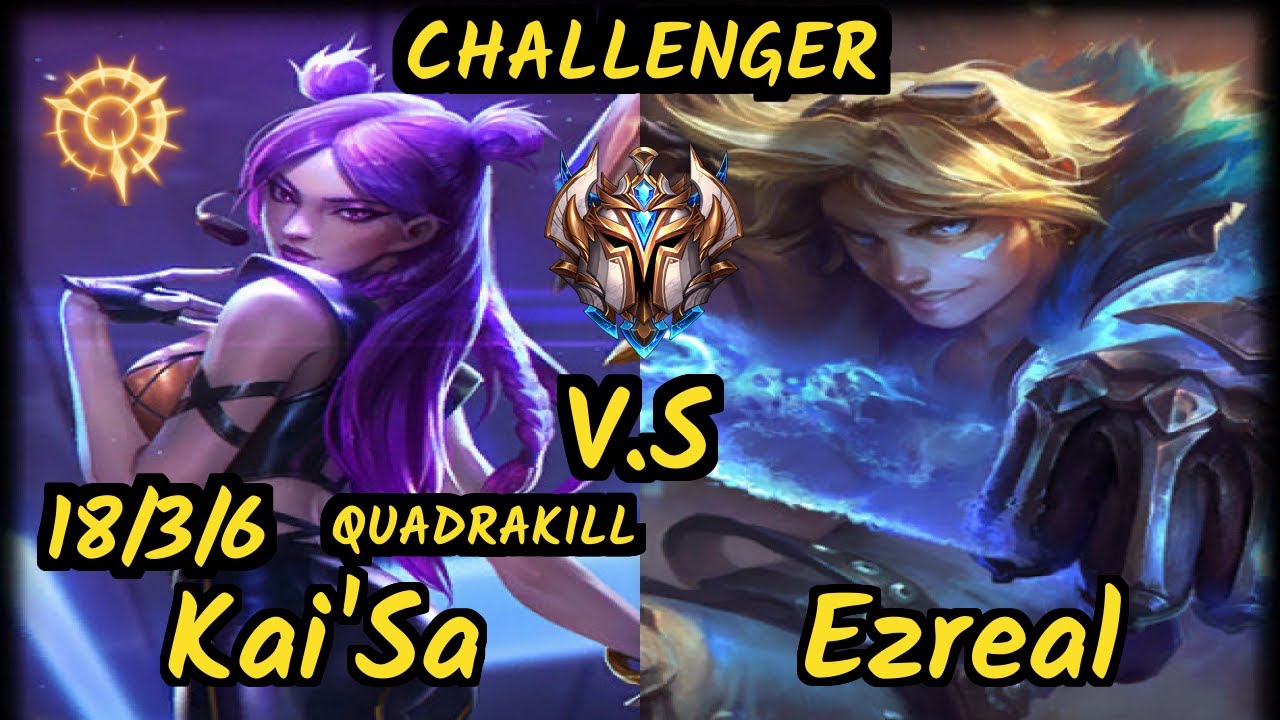 Nuclear (KAI'SA) vs EZREAL - QUADRAKILL 18/3/6 KDA BOTTOM ADC CHALLENGER GAMEPLAY - KR