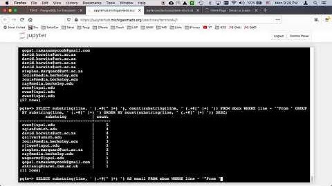 PostgreSQL Demonstration: Flat files, Regular Expressions, Storing Email