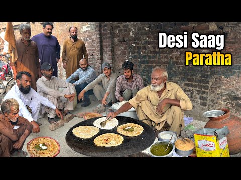 70/- Rs ROAD SIDE BREAKFAST EVER MADE! 😍 SAAG PARATHA | ALOO PARATHA - STREET FOOD PAKISTAN