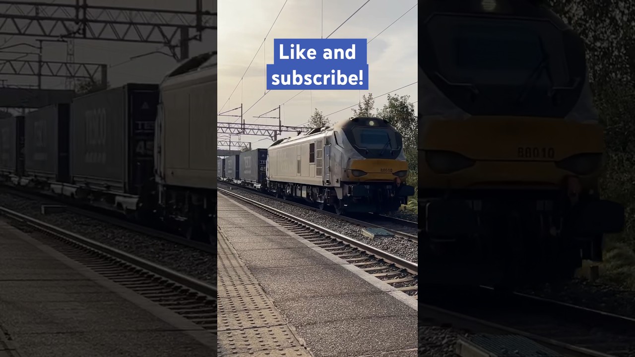 Class 88 passing at speed with Tesco wagons! 