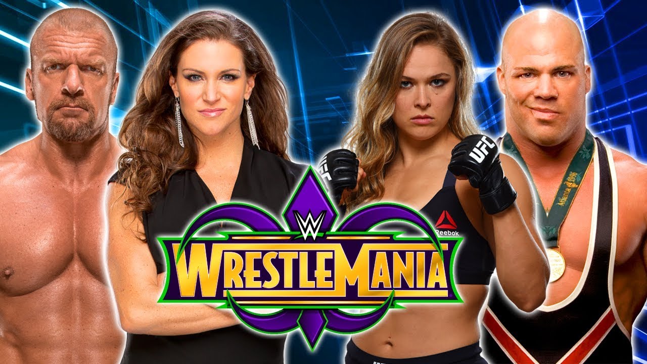 Image result for triple h and stephanie mcmahon vs kurt angle ronda rousey