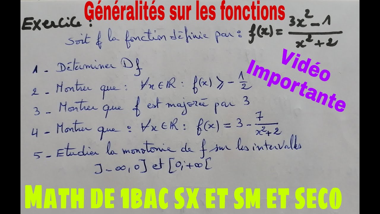 exercice corrigés sur generalités sur les fonction---1bac sx et sm et