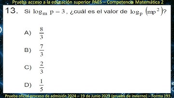 #PAES Matemáticas M2 - Pregunta 13 - Prueba Proceso de admisión 2024 - Rendida Junio 2023