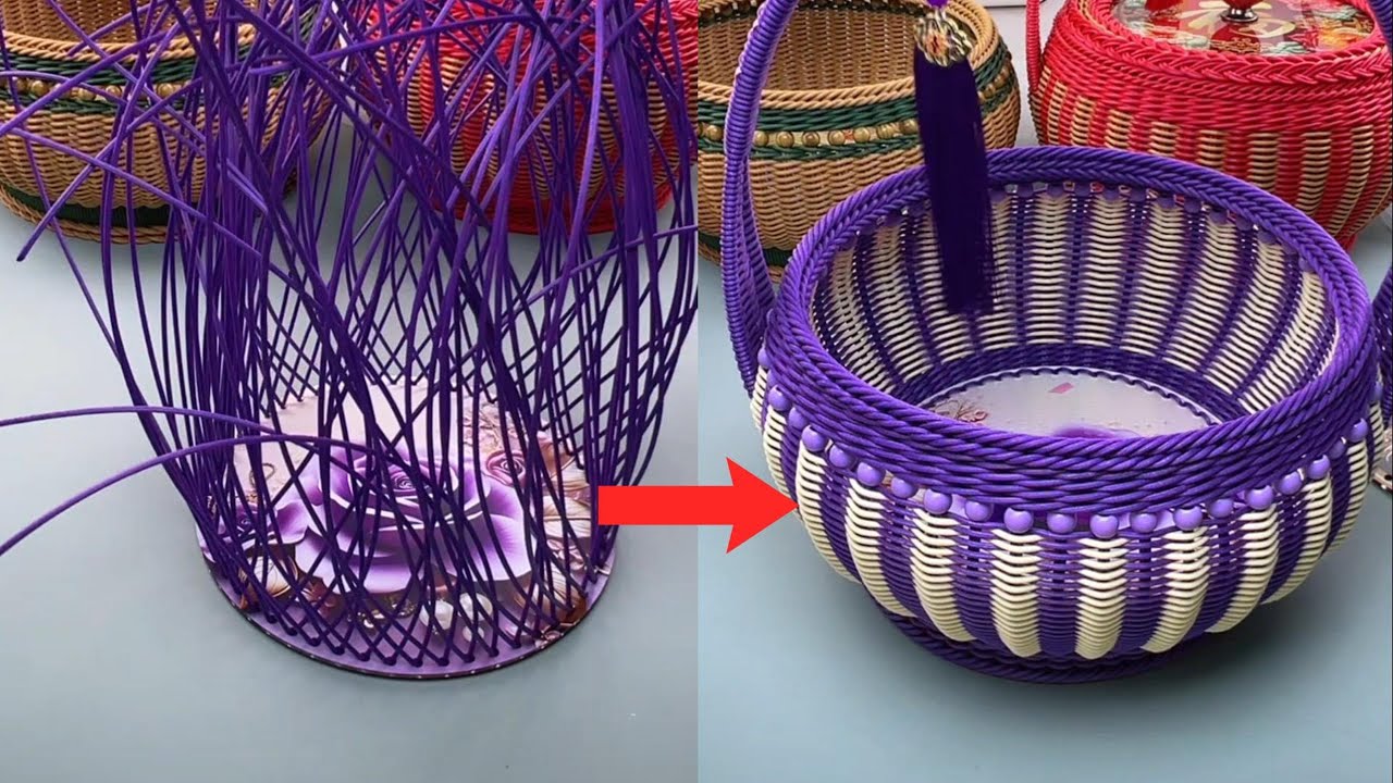 No Sew PE Rattan Basket with Acrylic Base  Simple Craft Idea 