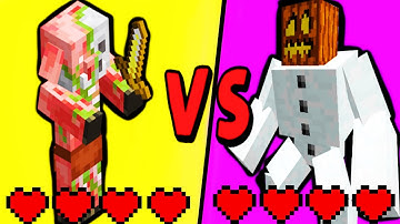 Zombified Piglin VS Mutant Snow Golem battle in minecraft