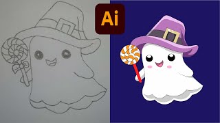 Create a Cute Ghost Character from Adobe Illustrator | Speed Art | Vector Art | TUVI GRAPHIC