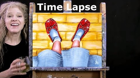 TIME LAPSE - Learn How to Paint FOLLOW THE YELLOW BRICK ROAD with Acrylic - Step by Step Tutorial