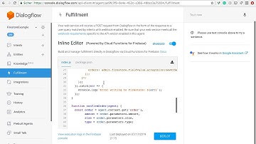 Dialogflow Chatbot - How to Persist Session Data to Firestore (Saving Pizza Orders in an Array)