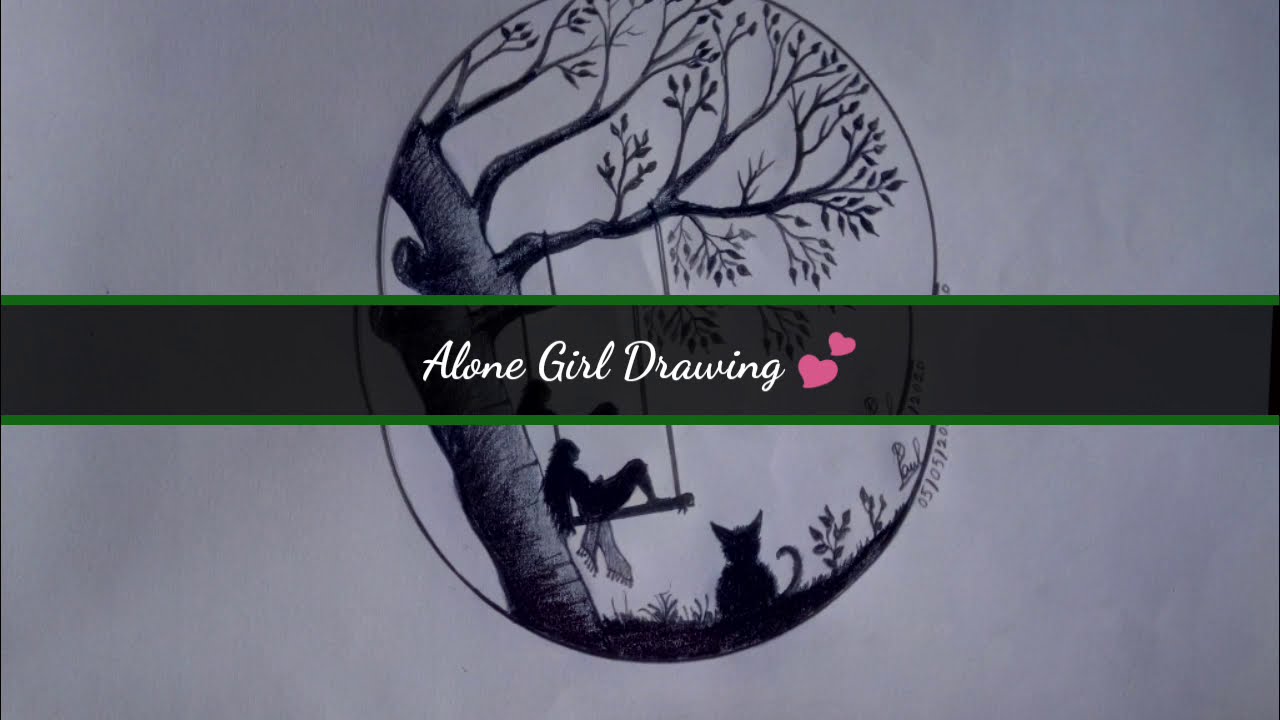 Alone Girl swinging in a Tree | Lonely girl | How to draw a sad ...