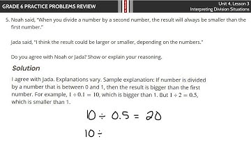 Grade 6, Unit 4, Lesson 3 Practice Problem Solutions