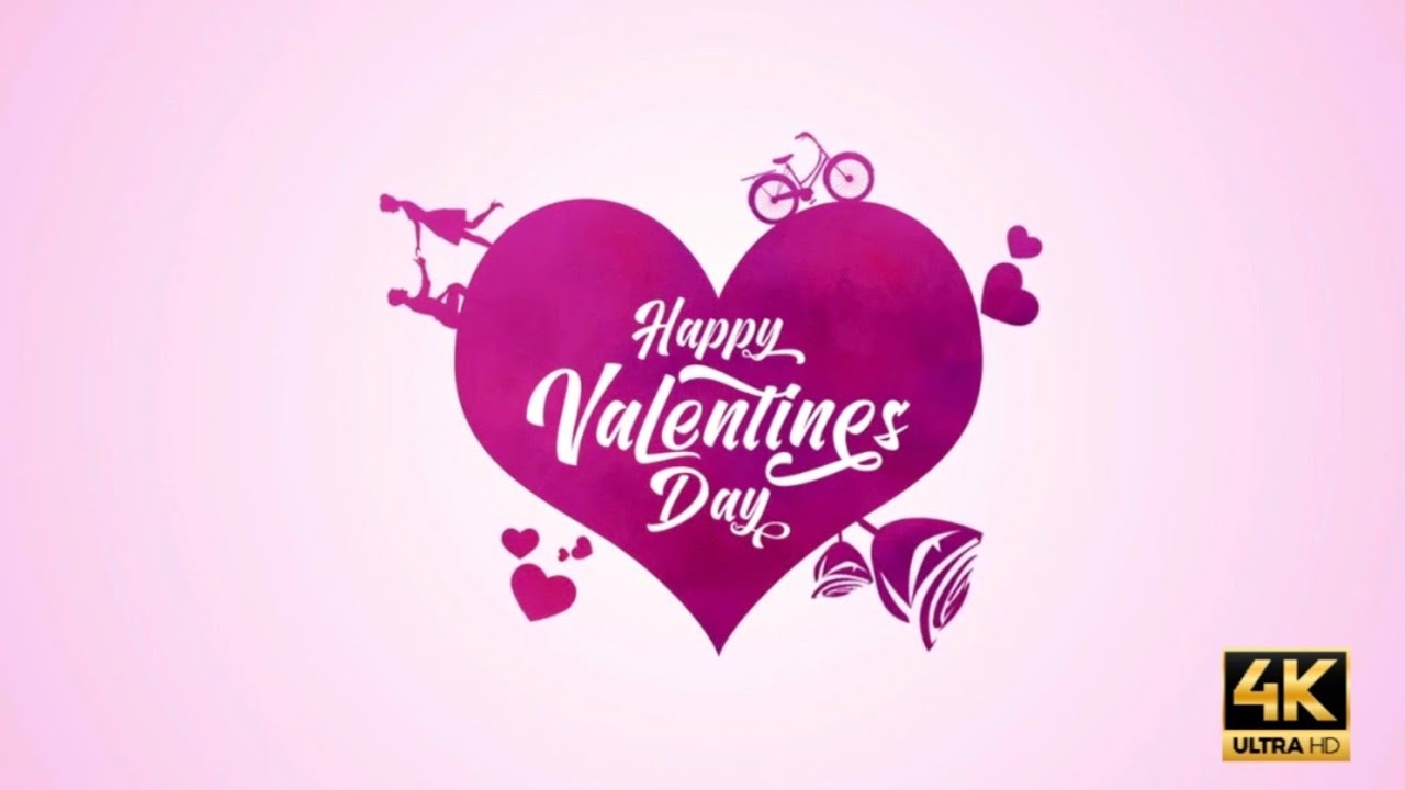 4k 1hr Happy Valentine's Day Background big pink heart shape 