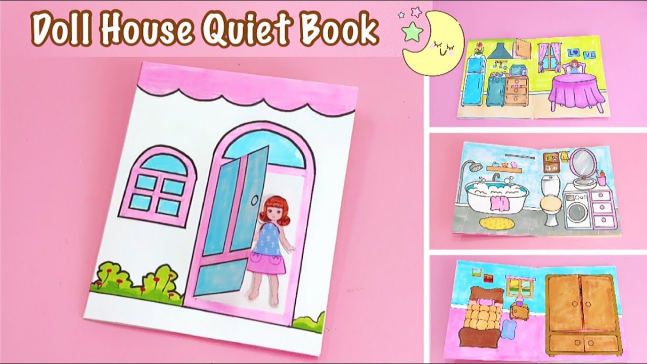 DIY Handmade Doll house Quiet Book, Paper Doll house, Busy Book for  toddler