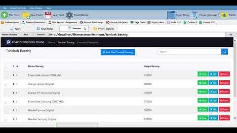 Demo aplikasi penjualan sederhana di PHPRad