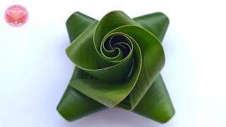 พับดอกกุหลาบจากใบมะพร้าว | วิธีพับดอกกุหลาบใบมะพร้าว | diy coconut leaves byฟารีดา easy handmade