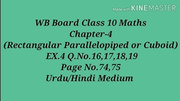 CH:4( Cuboid), EX.4 :Q.No.16,17,18,19 l WB Board Class 10 Maths l Urdu/Hindi Medium