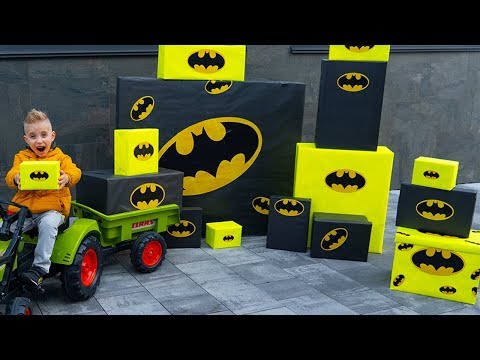 Подарки от БЭТМЕНА...Unpacking gifts THE POWER Wheel Ride on the tractor BulDozer!