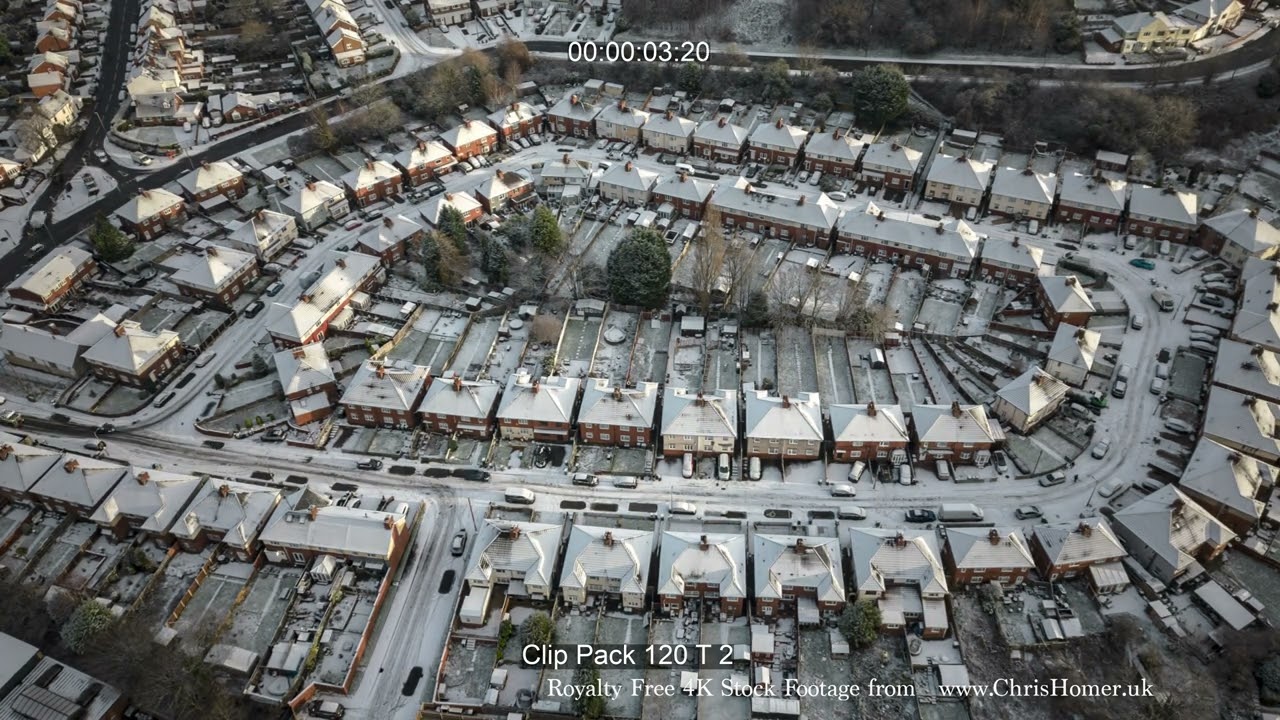 Winter Timelapse Stock Footage: British Council Estate in Snow