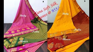 Latest Tana Soft Silk Sarees With Contrast Pallu&Blouse With Grand Border Collections For Best Price screenshot 4