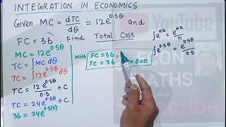 integration in economics. finding total cost function from marginal cost function given fixed cost