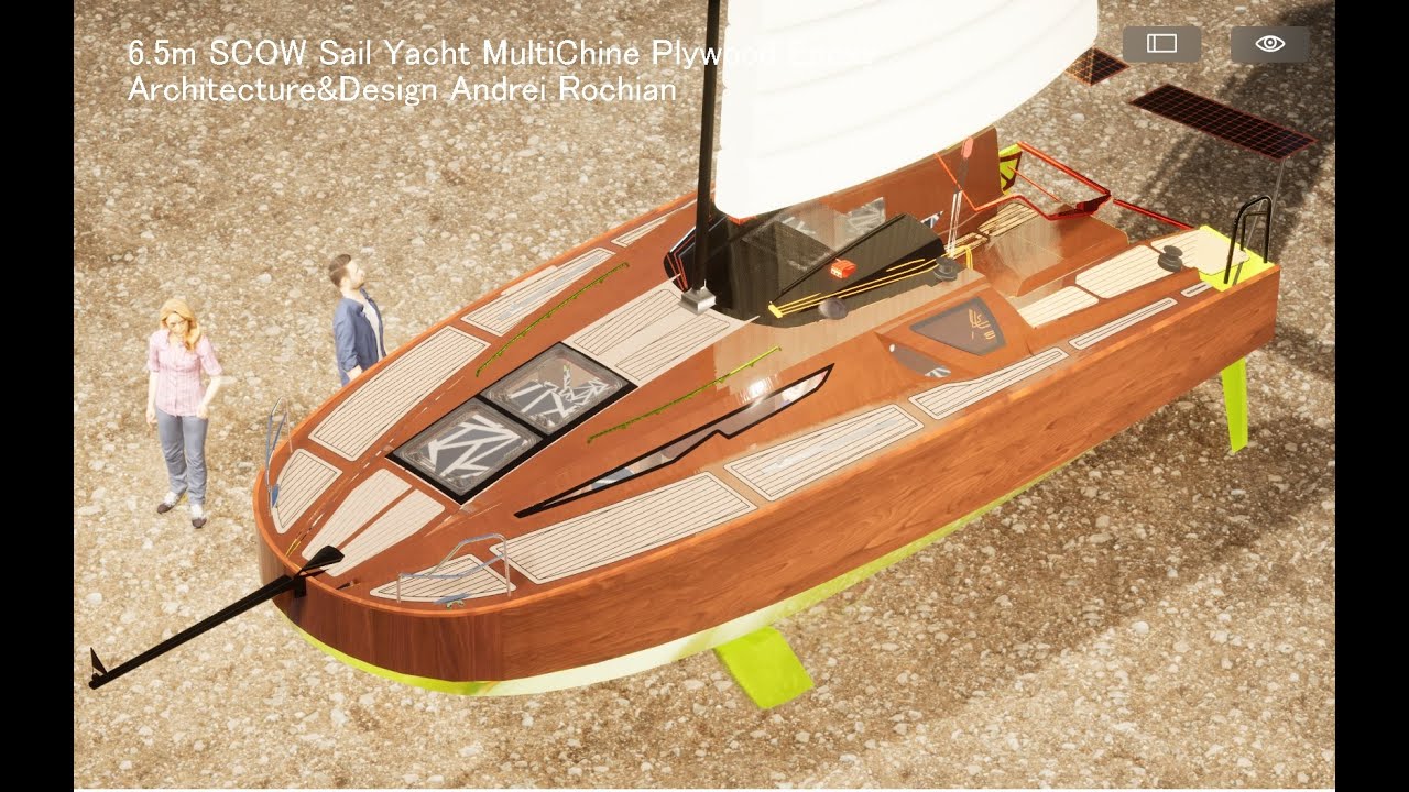 6.5m SCOW Sail Yacht MultiChine Hull Plywood Epoxy  Architecture&Design Andrei Rochian